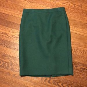 J Crew Wool pencil skirt- forest green
